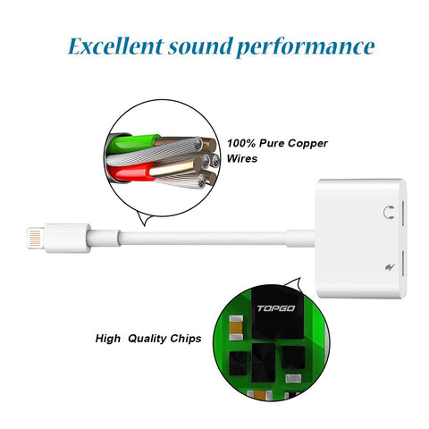 Image of Dual Lightning Audio & Charging Adapter for Apple iPhone 7/8/X/XS