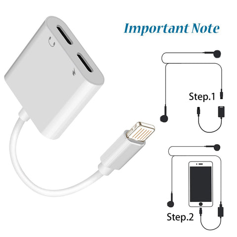 Image of Dual Lightning Audio & Charging Adapter for Apple iPhone 7/8/X/XS