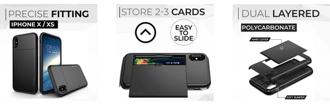 Image of Neutron iPhone XR Shockproof Case with Card Holder - Protective Credit Card Wallet Slot