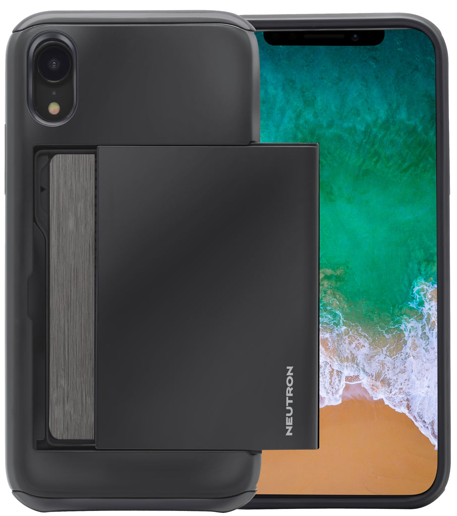 Neutron iPhone XR Shockproof Case with Card Holder - Protective Credit Card Wallet Slot