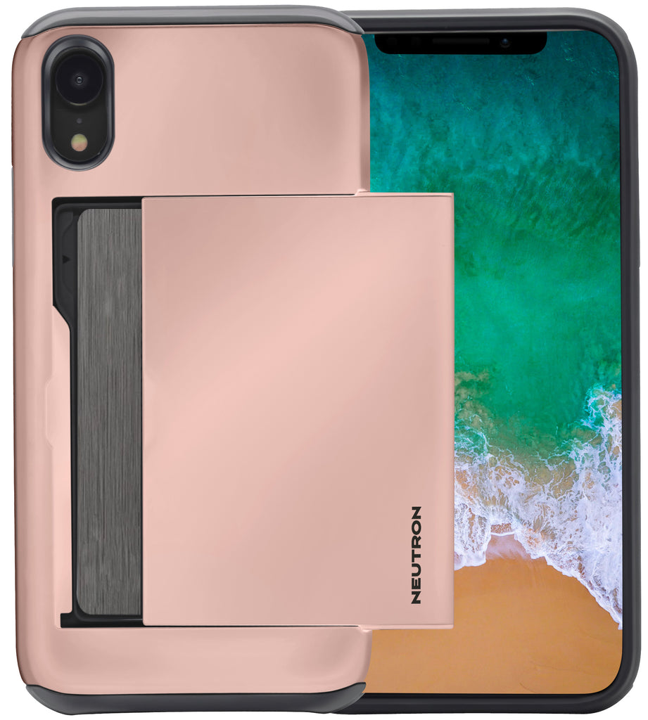 Neutron iPhone XR Shockproof Case with Card Holder - Protective Credit Card Wallet Slot