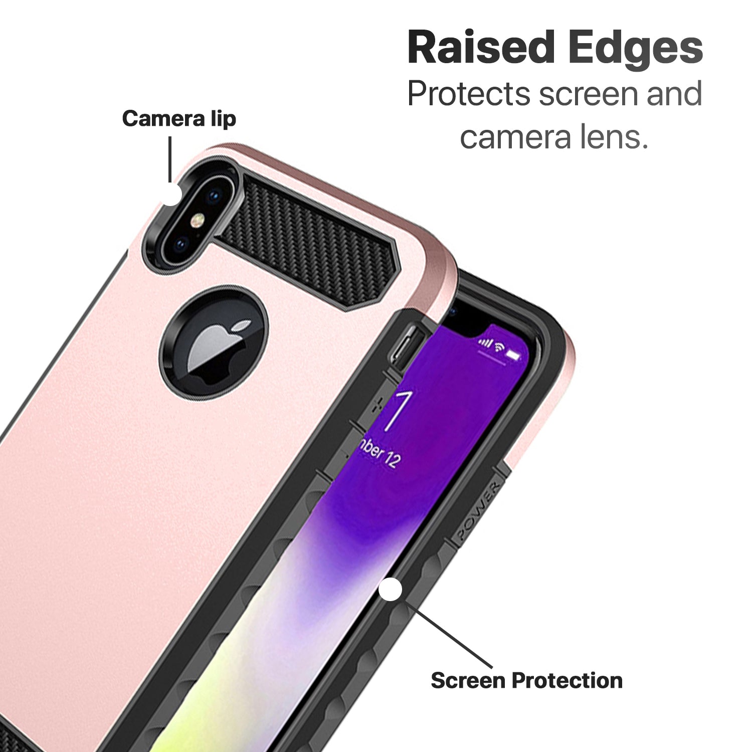 Neutron iPhone X/XS Protective Heavy Duty Armour Shockproof Slim Case with Tempered Glass Screen Protector