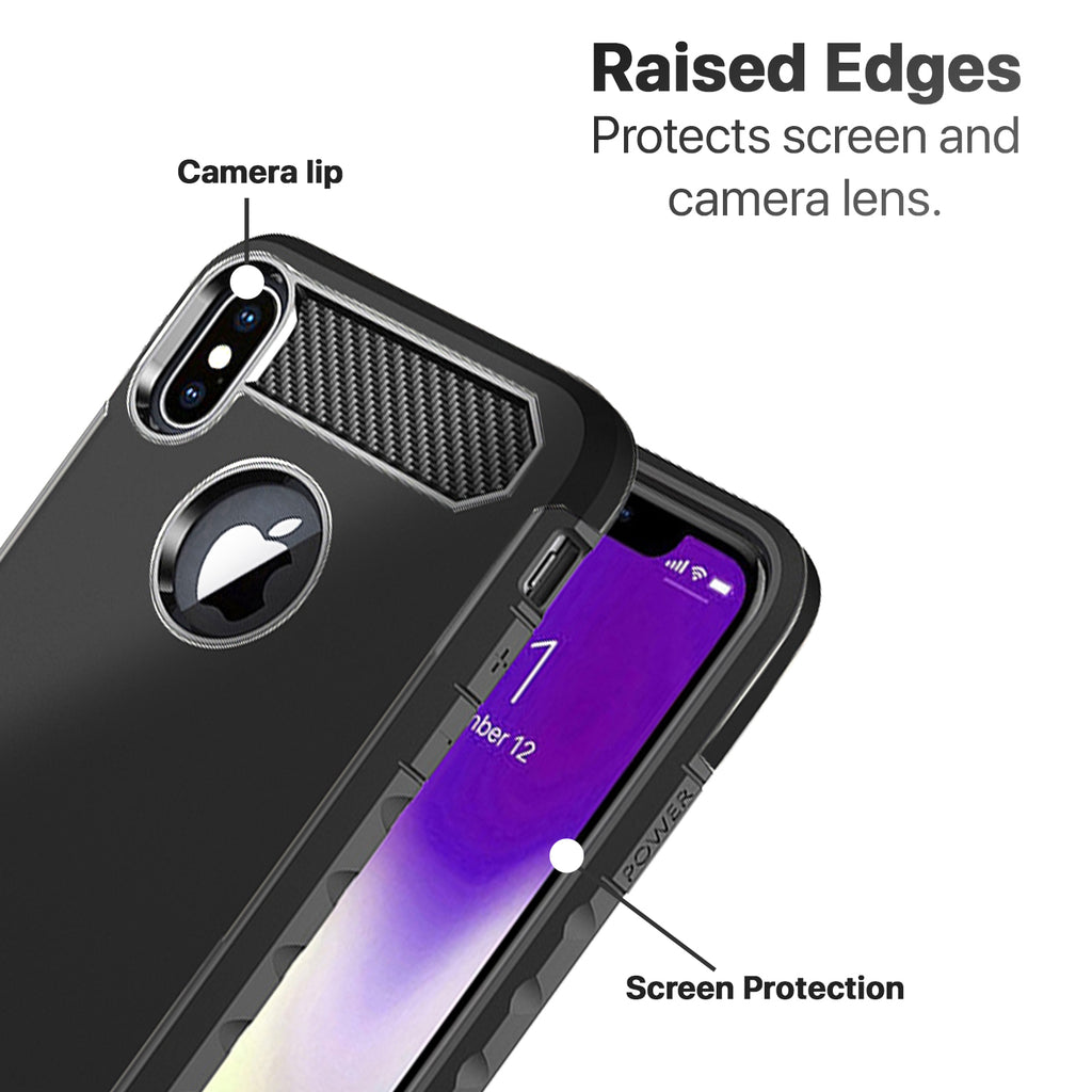 Neutron iPhone X/XS Protective Heavy Duty Armour Shockproof Slim Case with Tempered Glass Screen Protector