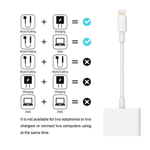 Image of Dual Lightning Audio & Charging Adapter for Apple iPhone 7/8/X/XS