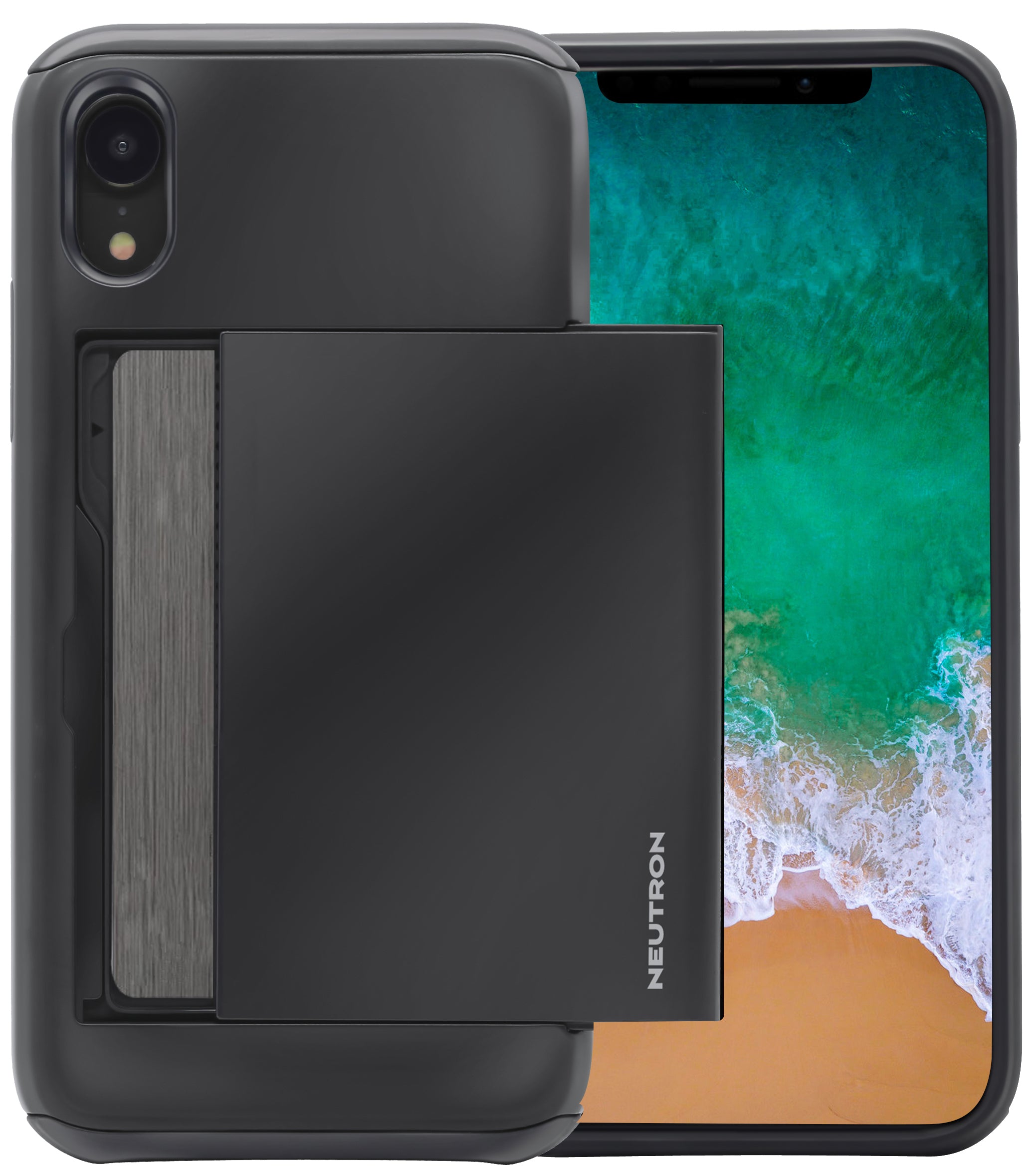 Neutron iPhone XR Shockproof Case with Card Holder - Protective Credit Card Wallet Slot
