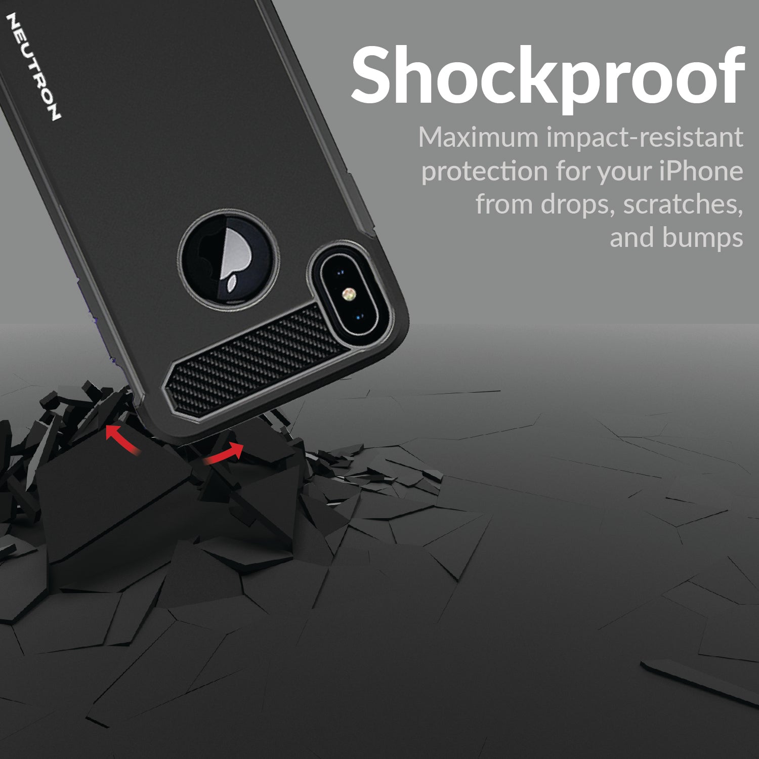 Neutron iPhone X/XS Protective Heavy Duty Armour Shockproof Slim Case with Tempered Glass Screen Protector
