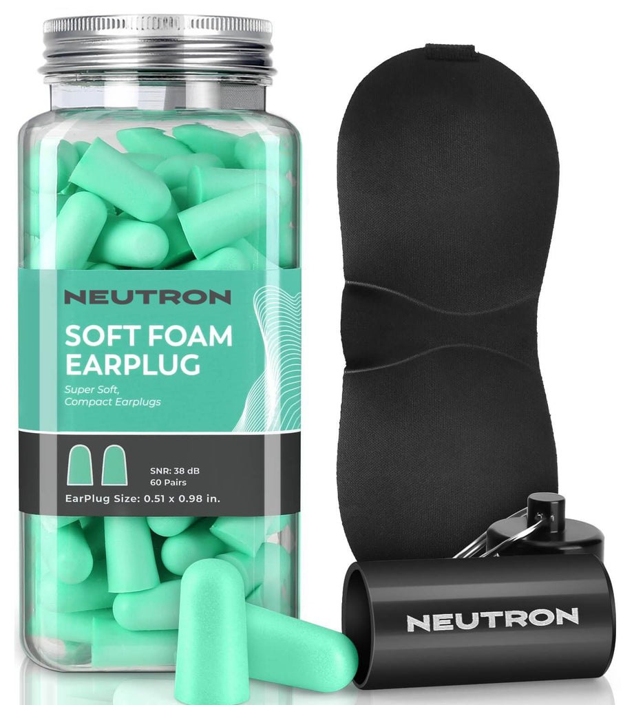 Neutron Soft Foam Ear plugs with Travel Case - 38dB SNR - 60 Pairs