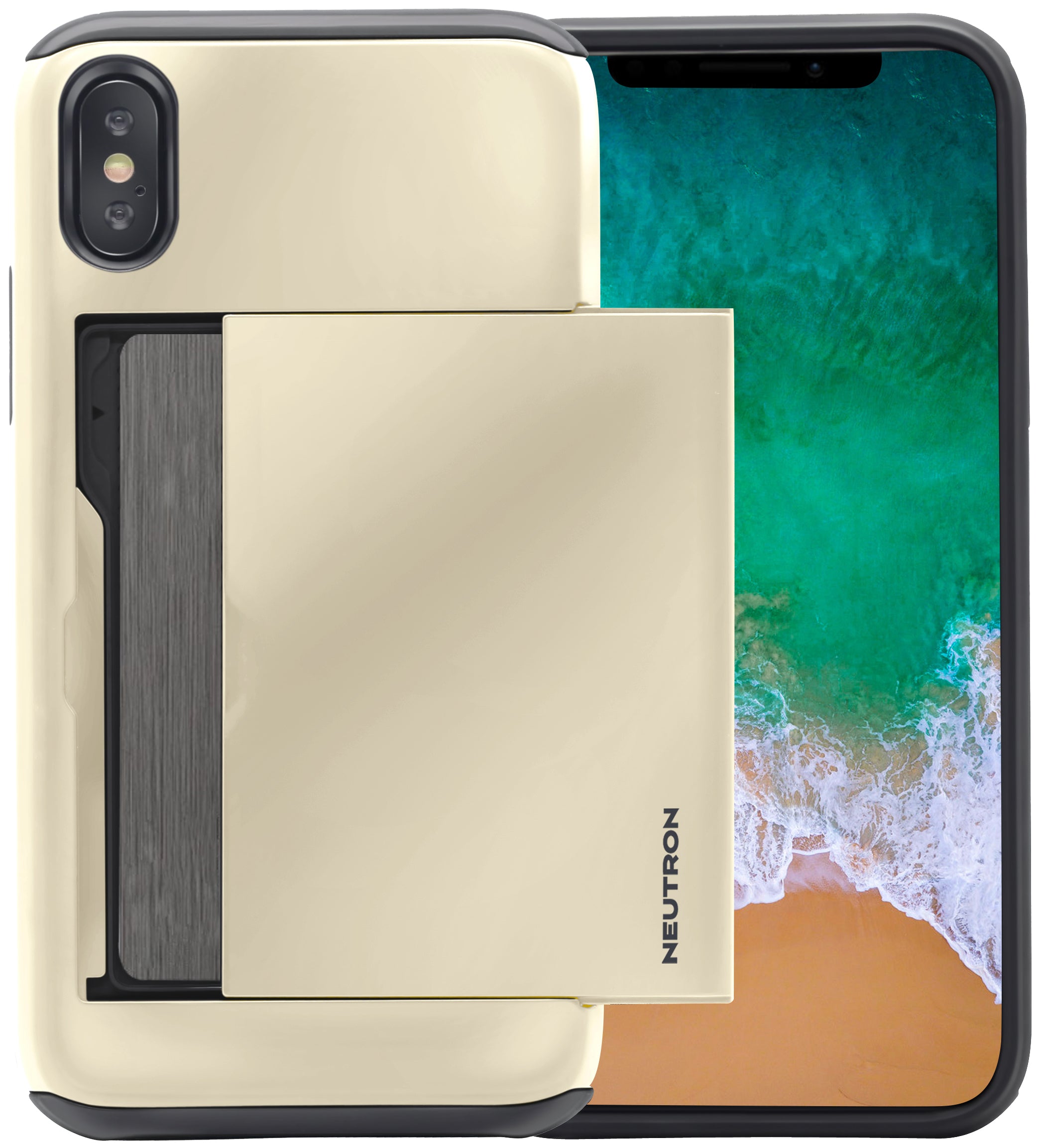 Neutron iPhone X/XS Shockproof Case with Card Holder - Protective Credit Card Wallet Slot