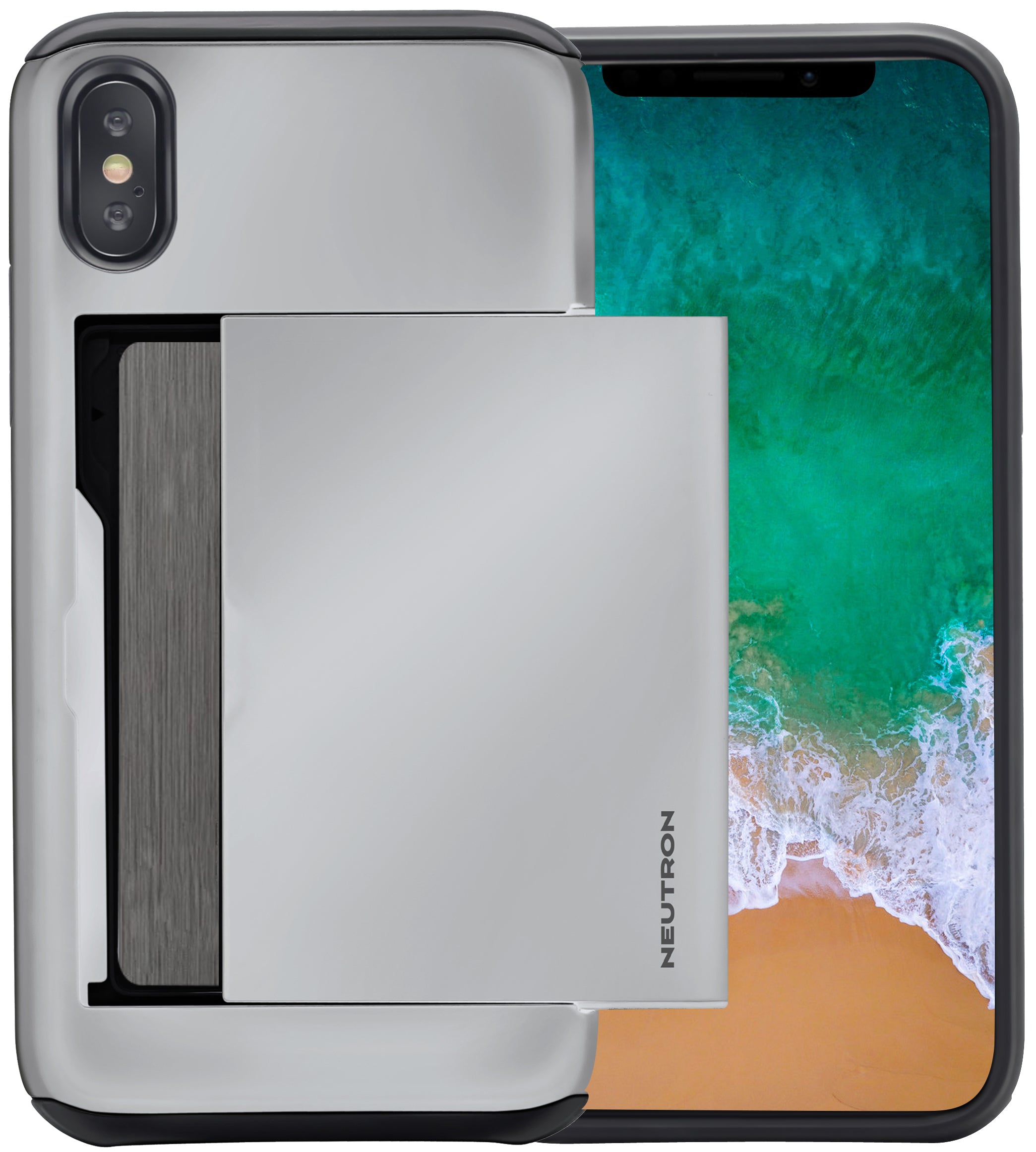 Neutron iPhone X/XS Shockproof Case with Card Holder - Protective Credit Card Wallet Slot
