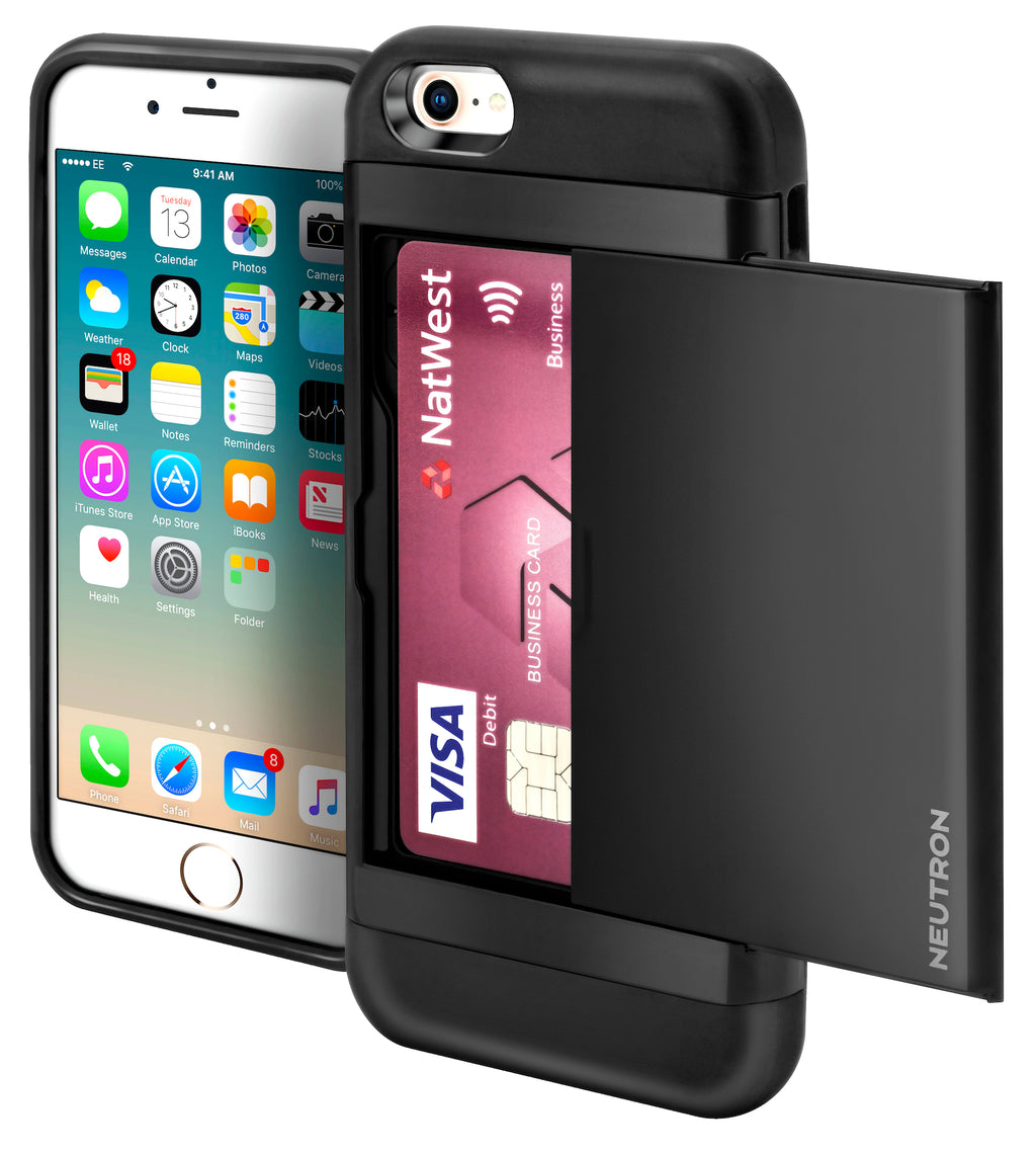 Neutron iPhone 5/5S/SE Shockproof Case with Card Holder - Protective Credit Card Wallet Slot