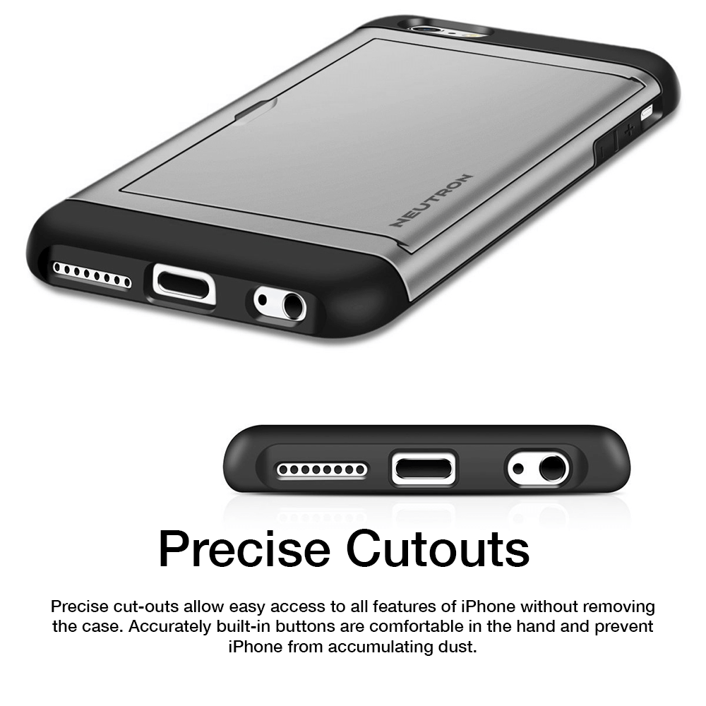 Neutron iPhone Shockproof Case with Card Holder - Protective Credit Card Wallet Slot