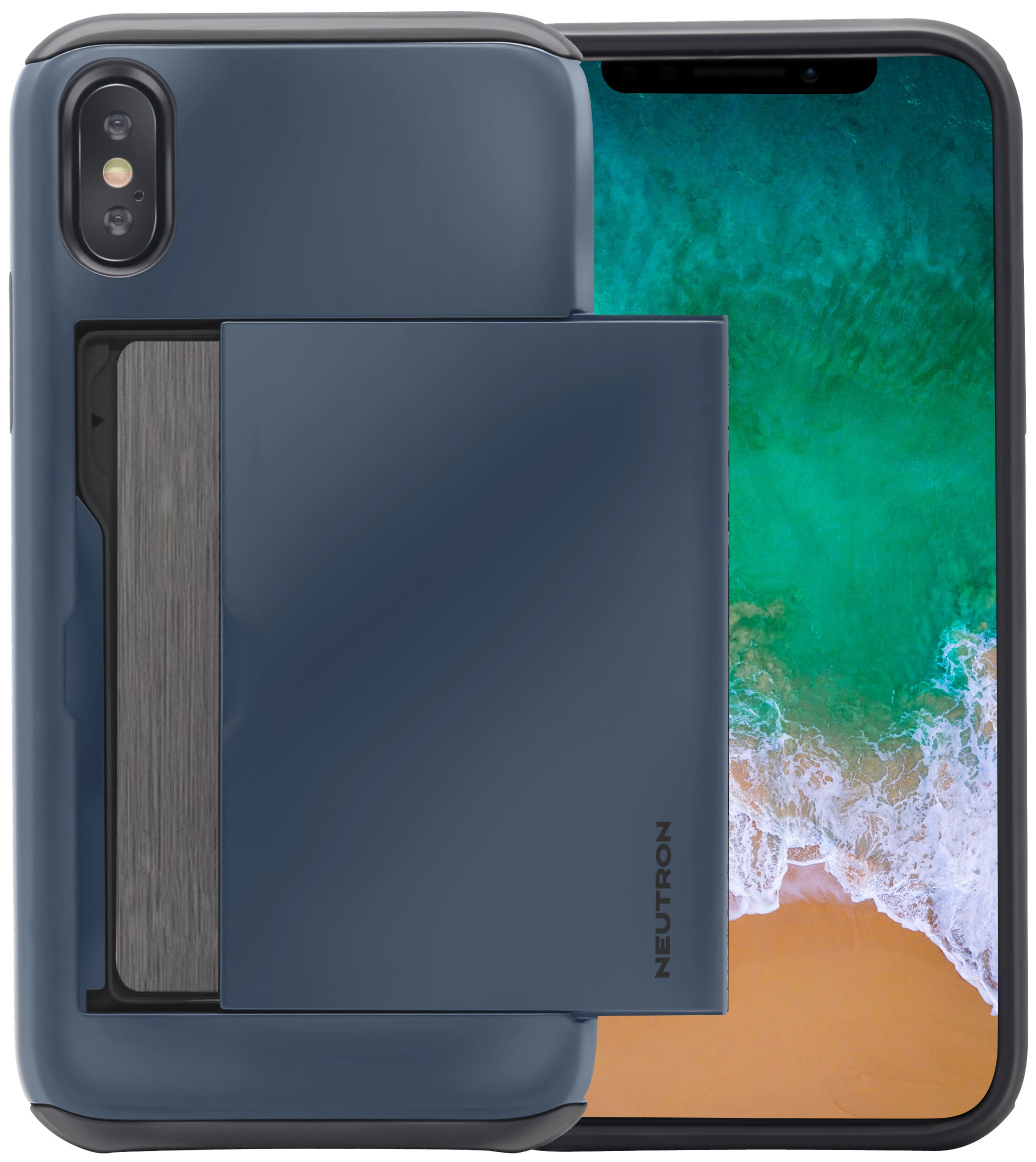 Neutron iPhone X/XS Shockproof Case with Card Holder - Protective Credit Card Wallet Slot