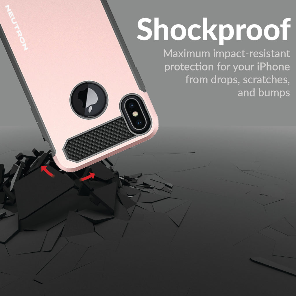 Neutron iPhone X/XS Protective Heavy Duty Armour Shockproof Slim Case with Tempered Glass Screen Protector