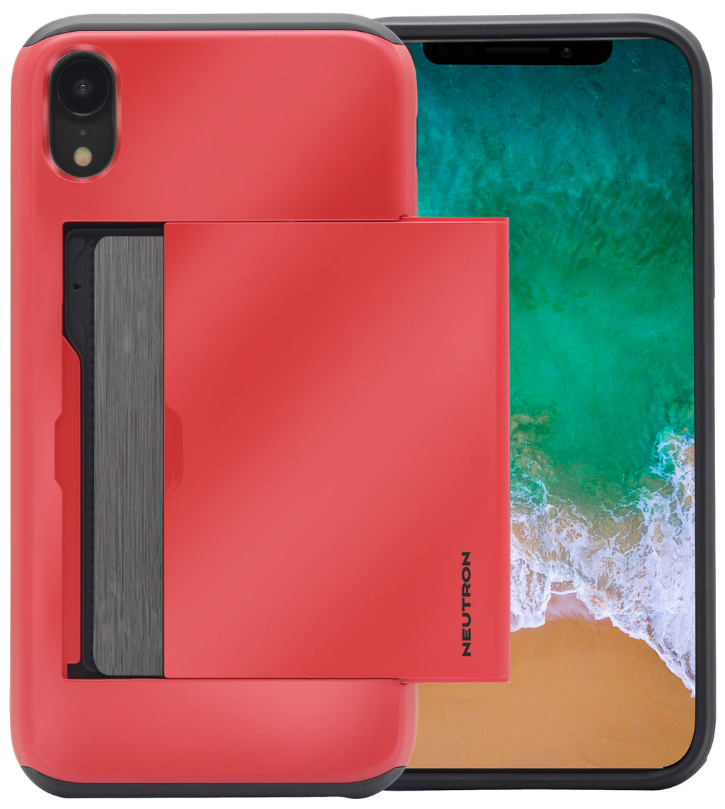 Neutron iPhone XR Shockproof Case with Card Holder - Protective Credit Card Wallet Slot