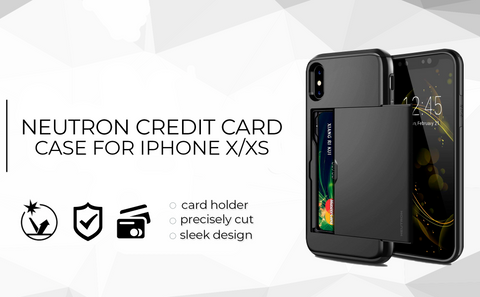 Image of Neutron iPhone X/XS Shockproof Case with Card Holder - Protective Credit Card Wallet Slot