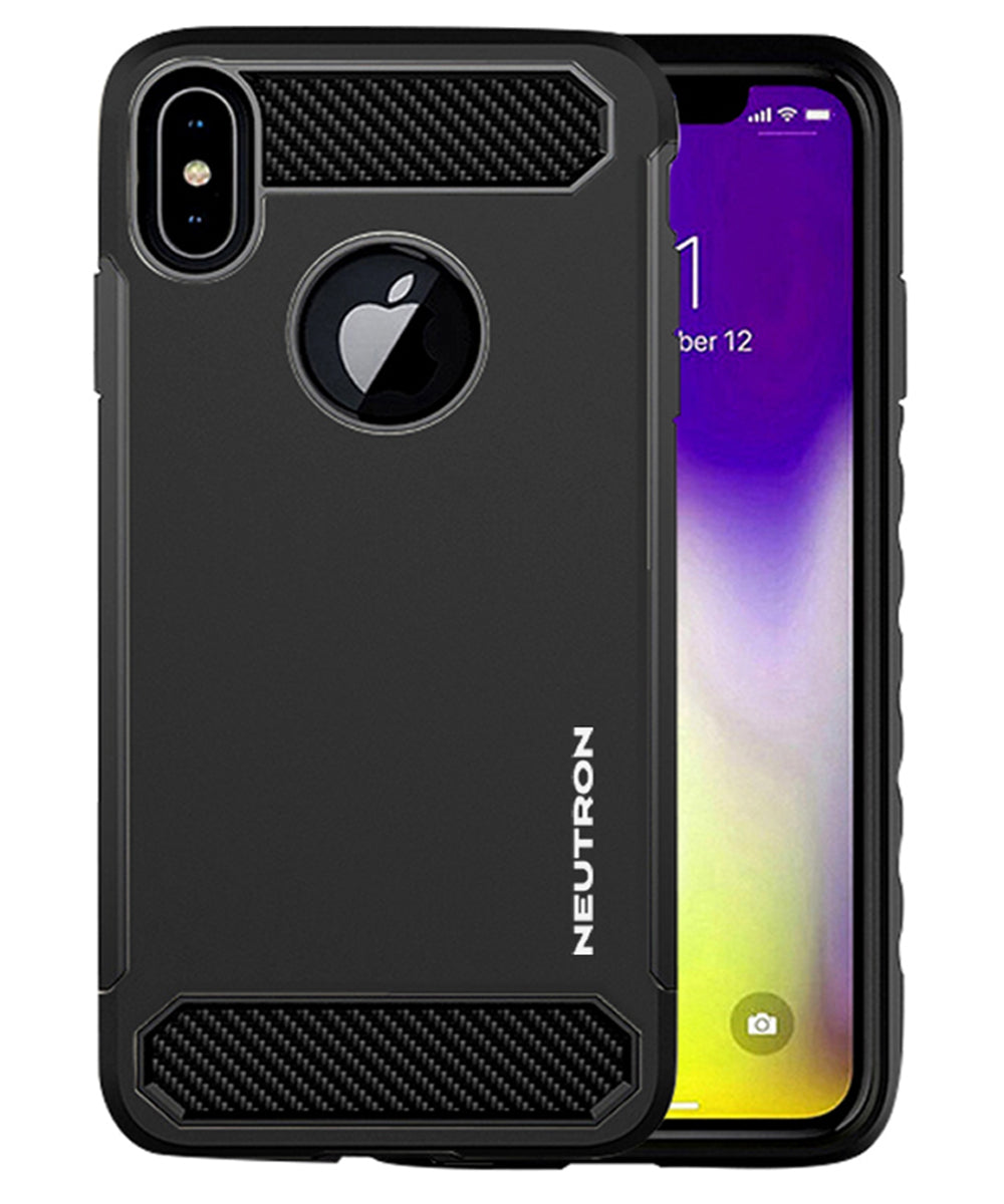 Neutron iPhone X/XS Protective Heavy Duty Armour Shockproof Slim Case with Tempered Glass Screen Protector