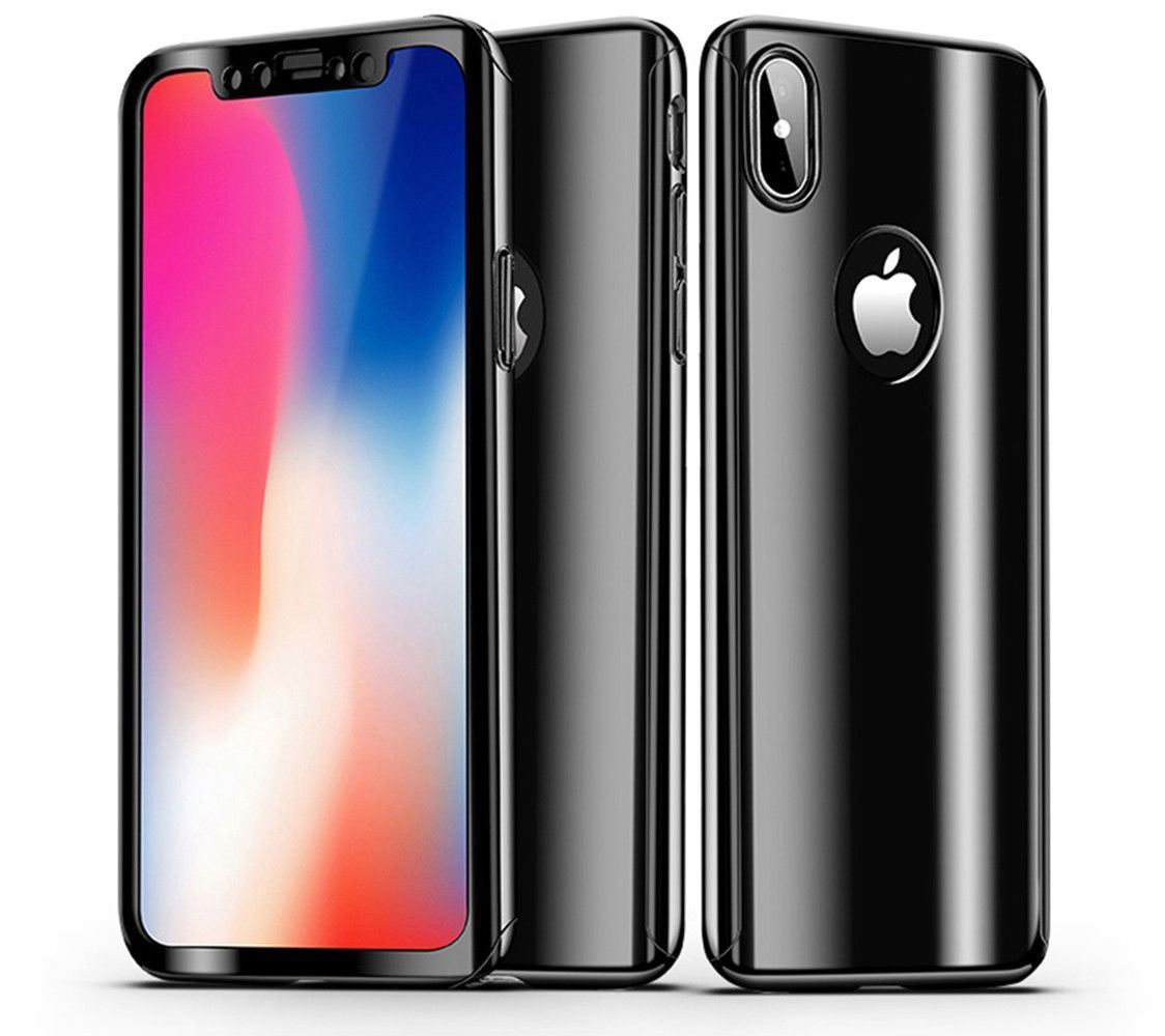 Thin Hybrid Reflective iPhone Case with Tempered Glass Cover