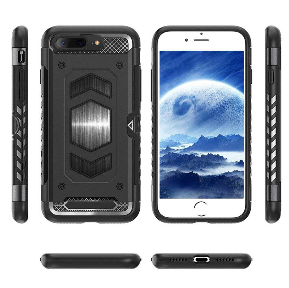 Slim Shockproof Tough Armour iPhone Case with Magnetic Mount & Card Holder