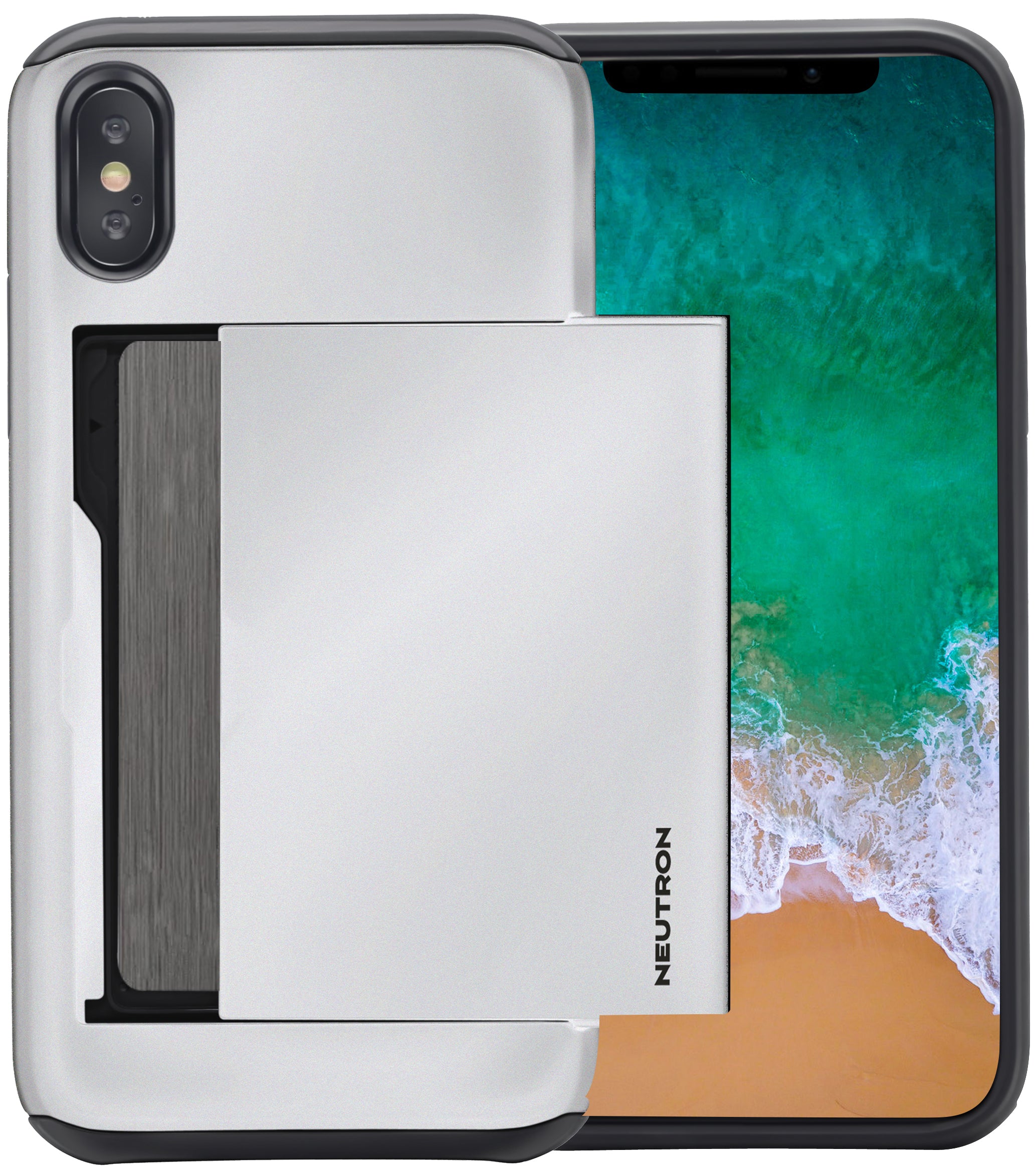 Neutron iPhone X/XS Shockproof Case with Card Holder - Protective Credit Card Wallet Slot